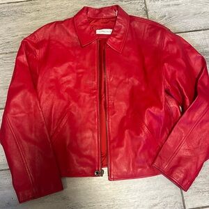 Evan Davies Vintage Red Cropped Leather Jacket -  Valentine’s Day Ready! XL -EUC